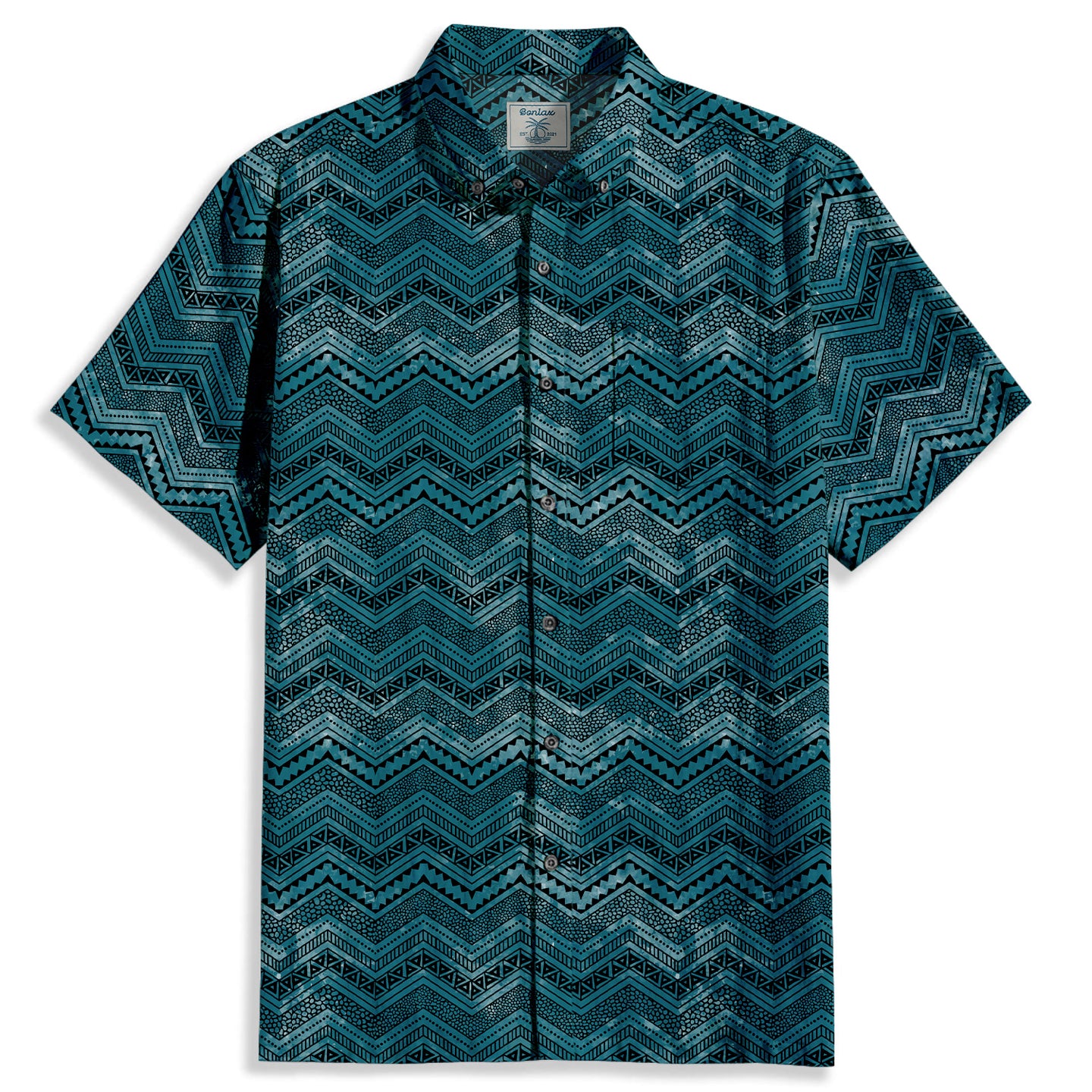 Ethnic Geometric Pattern Short Sleeve Shirt - Bonlax