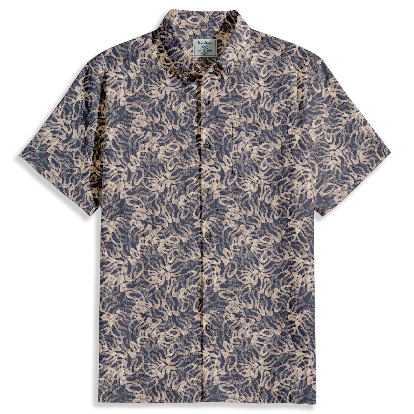 Stippling Line Wrapping Short Sleeve Shirt - Bonlax