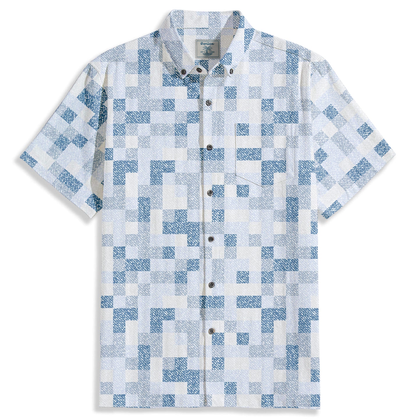 Mosaic Print Short Sleeve Shirt - Bonlax