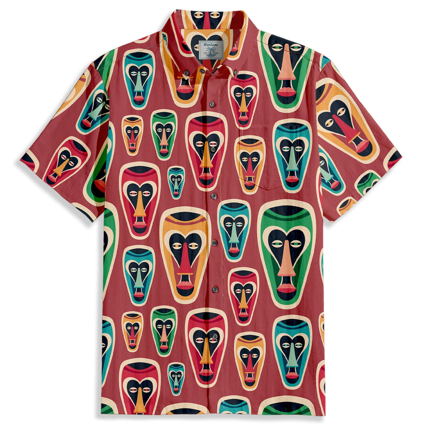 Monkey Face Print Short Sleeve Shirt - Bonlax