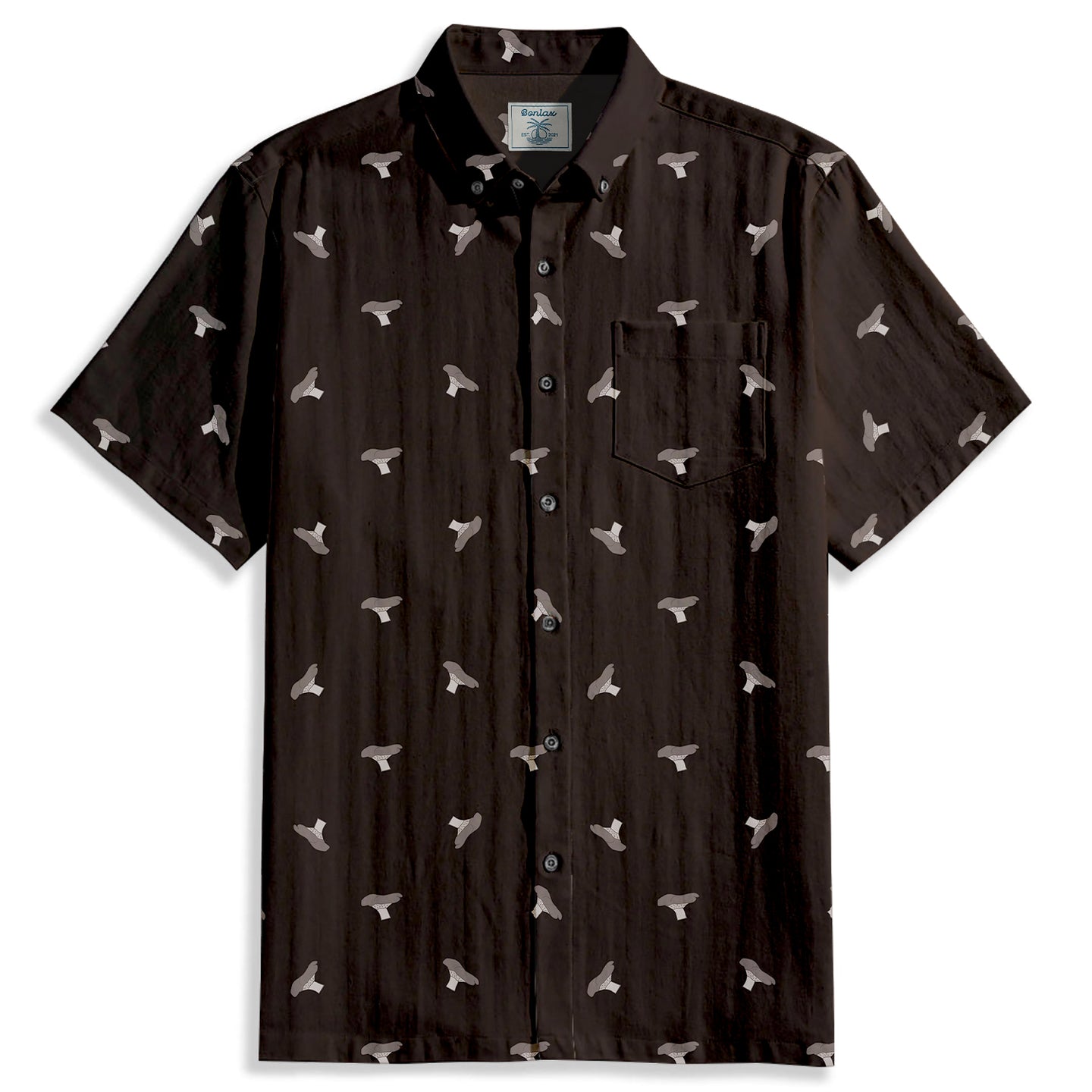 Mushroom Print Short Sleeve Shirt - Bonlax