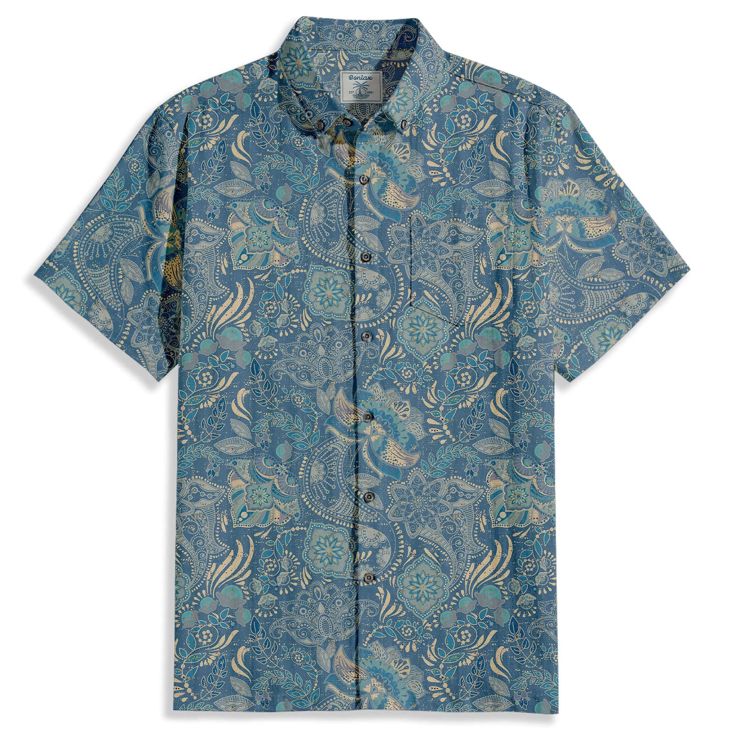 Oriental Style Exquisite Print Short Sleeve Shirt - Bonlax