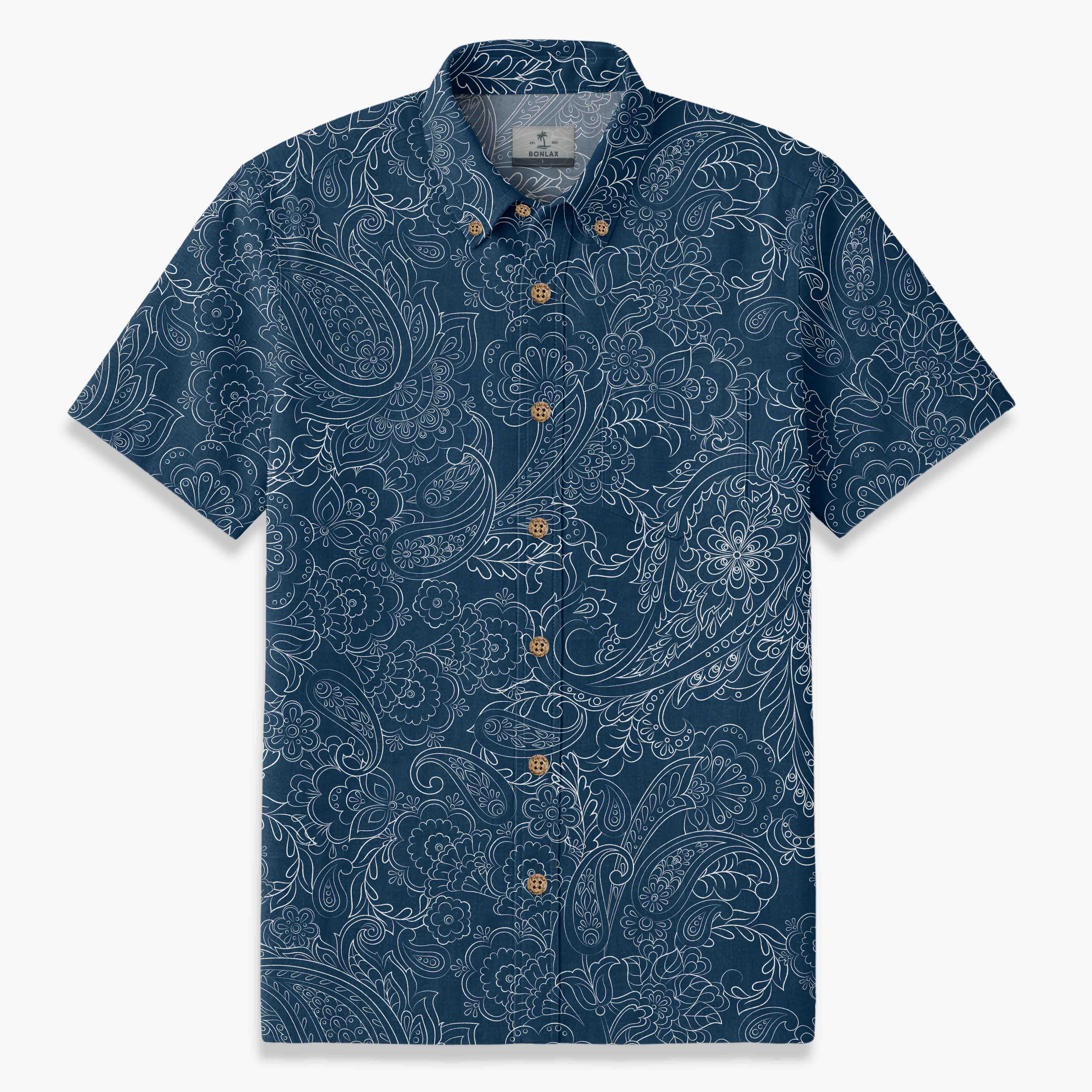 Men's Cocoa Paisley Shirt | Vintage Brown Short Sleeve | Bonlax