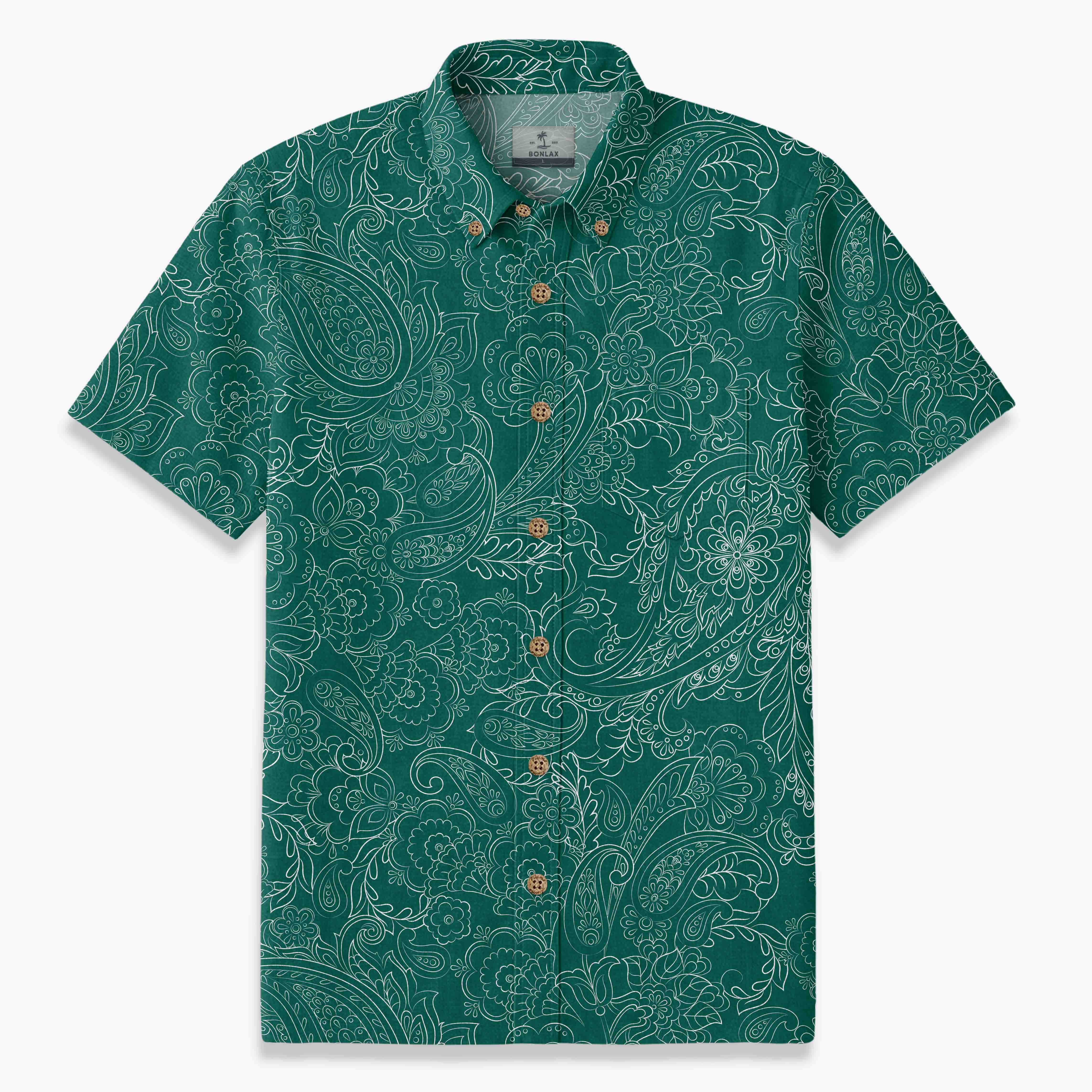 Men's Cocoa Paisley Shirt | Vintage Brown Short Sleeve | Bonlax