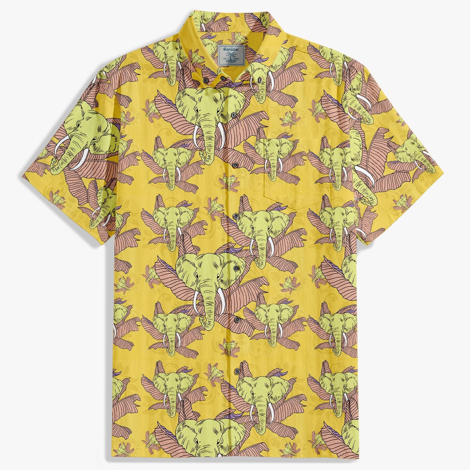 Yellow Forest Elephants Shirt-Bonlax