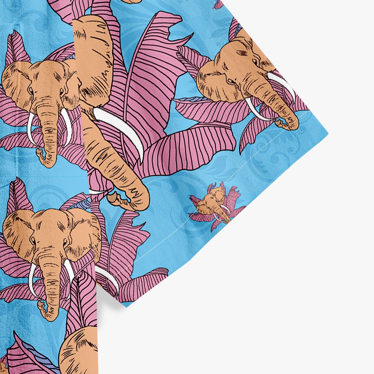 Blue Elephant and Leaves Shirt-Bonlax