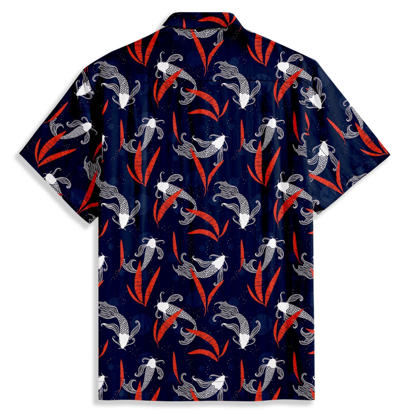 Elegant Hand Drawn Koi Fish Print Short Sleeve Shirt - Bonlax