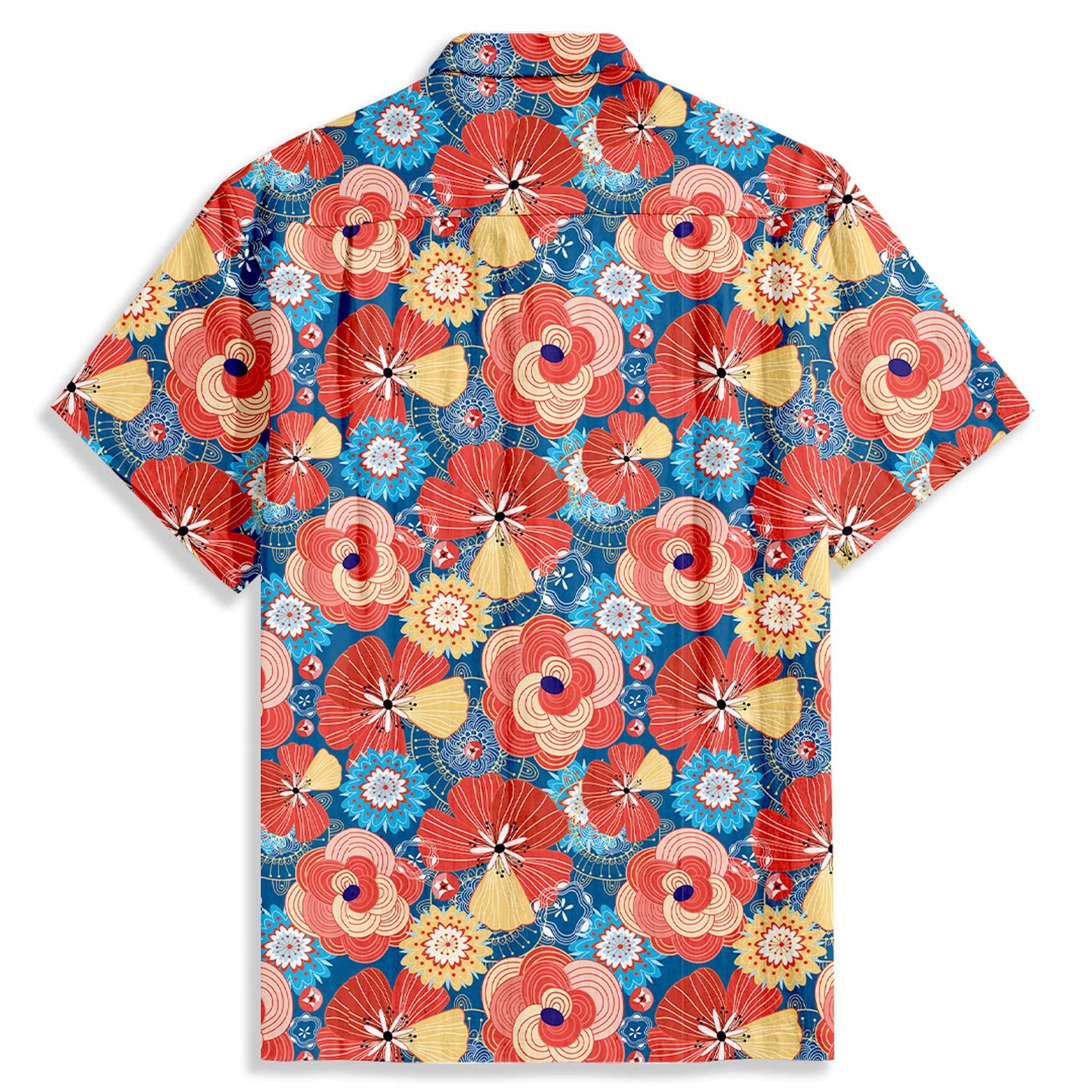 Multicolor Cartoon Flowers Print Short Sleeve Shirt - Bonlax