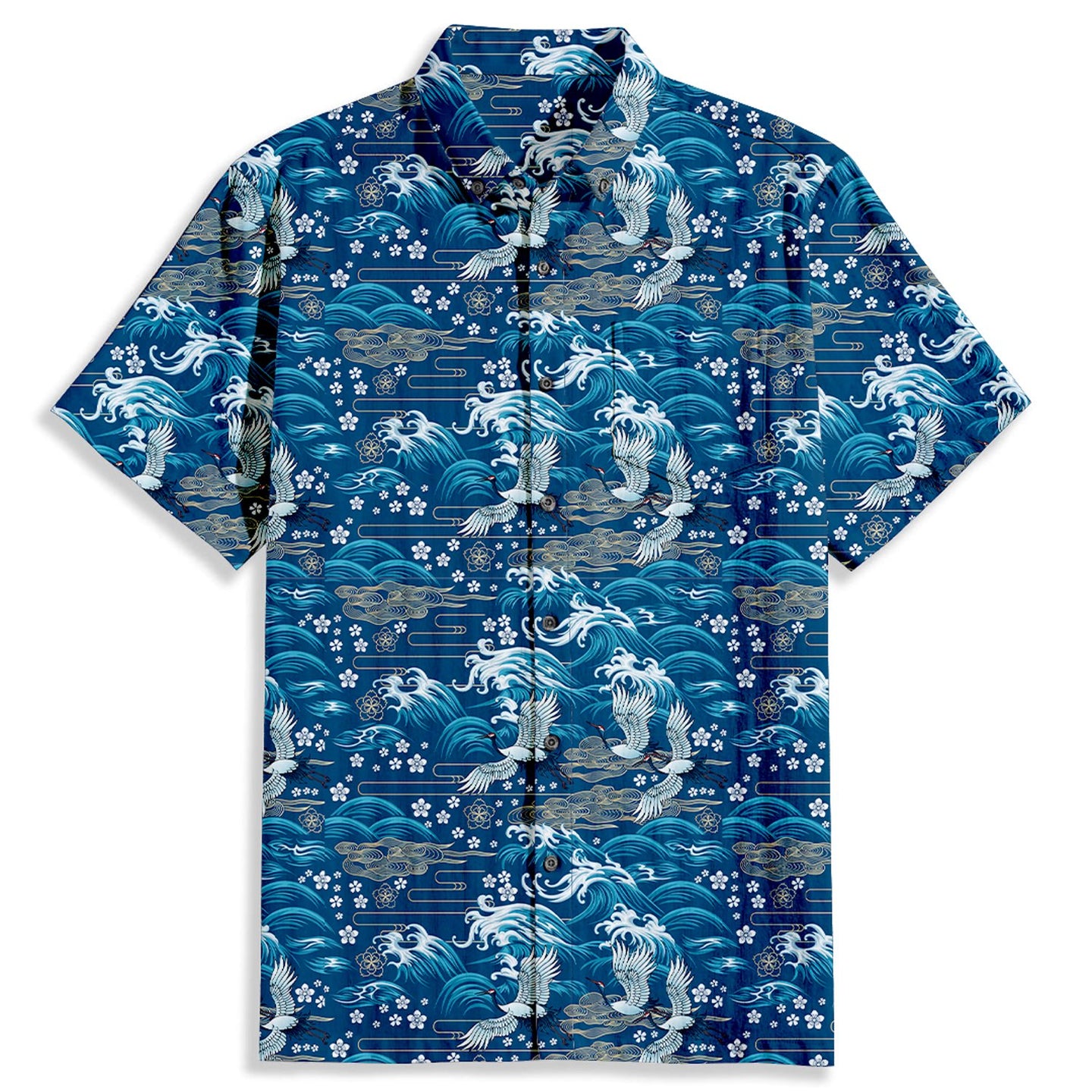 Waves & Clouds Print Short Sleeve Shirt - Bonlax