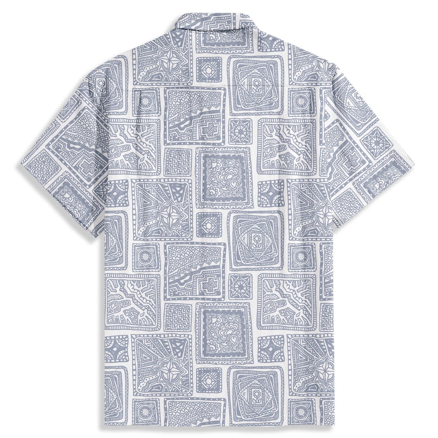 Hand Drawn Square Doodle Print Short Sleeve Shirt - Bonlax