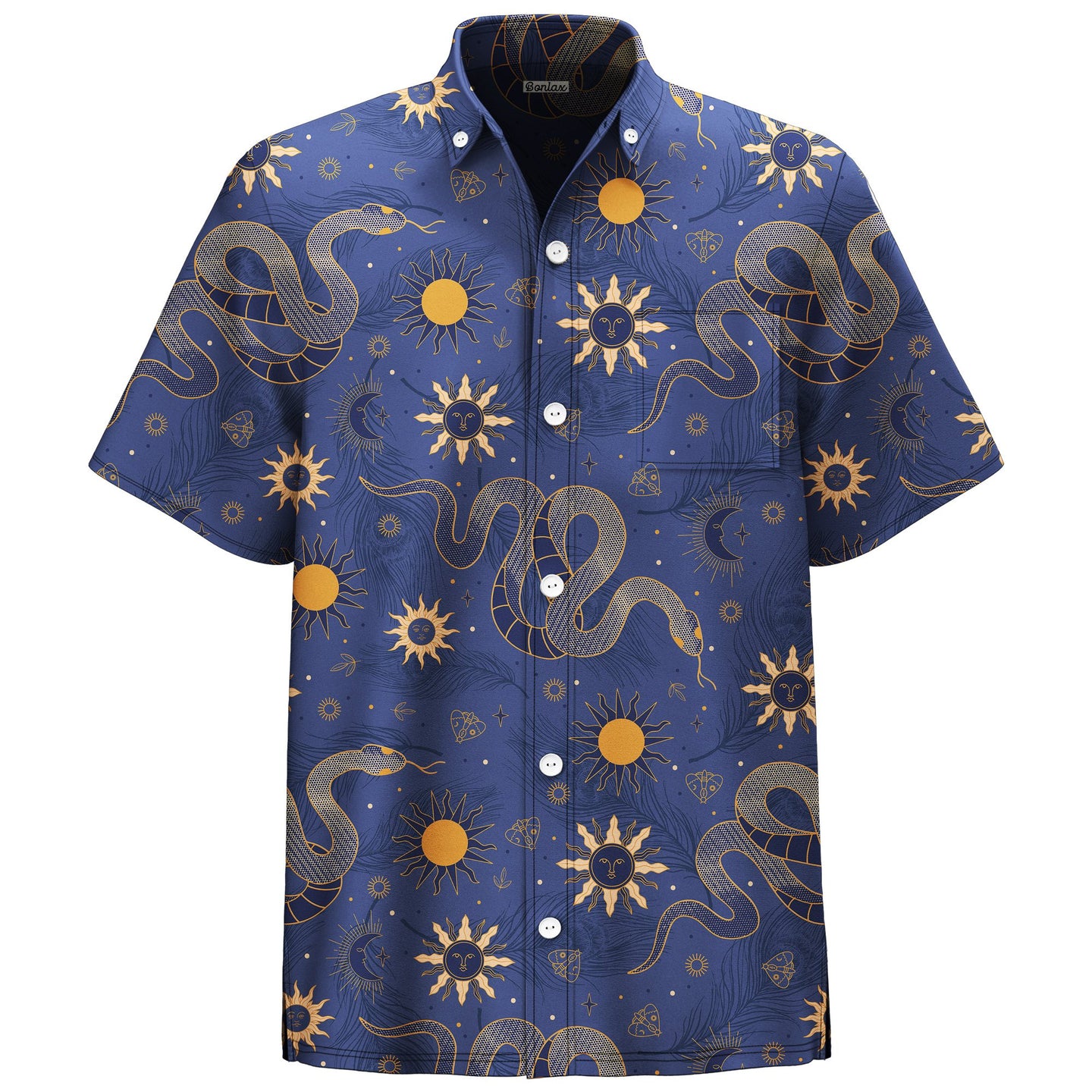 Snake Sun Print Short Sleeve Shirt - Bonlax