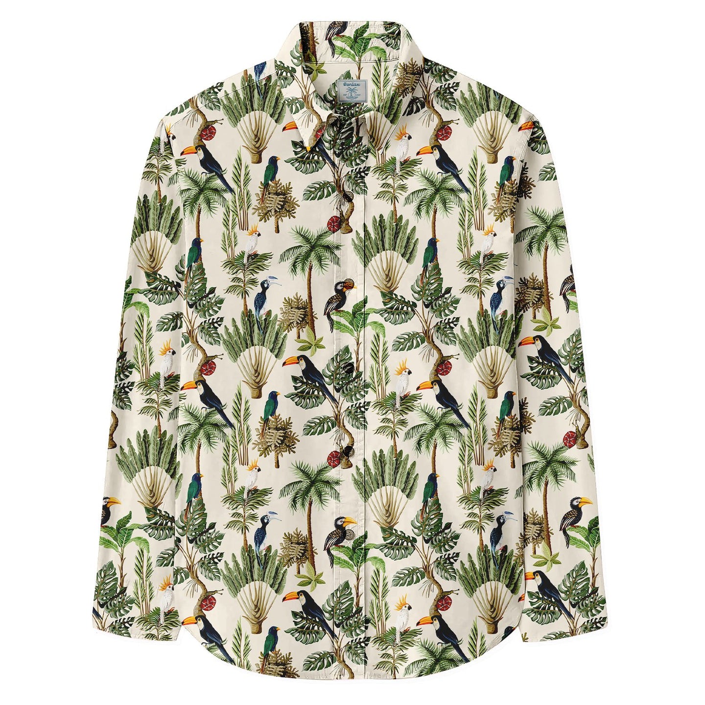 Cheese Vine & Toucan Print Long Sleeve Shirt - Bonlax