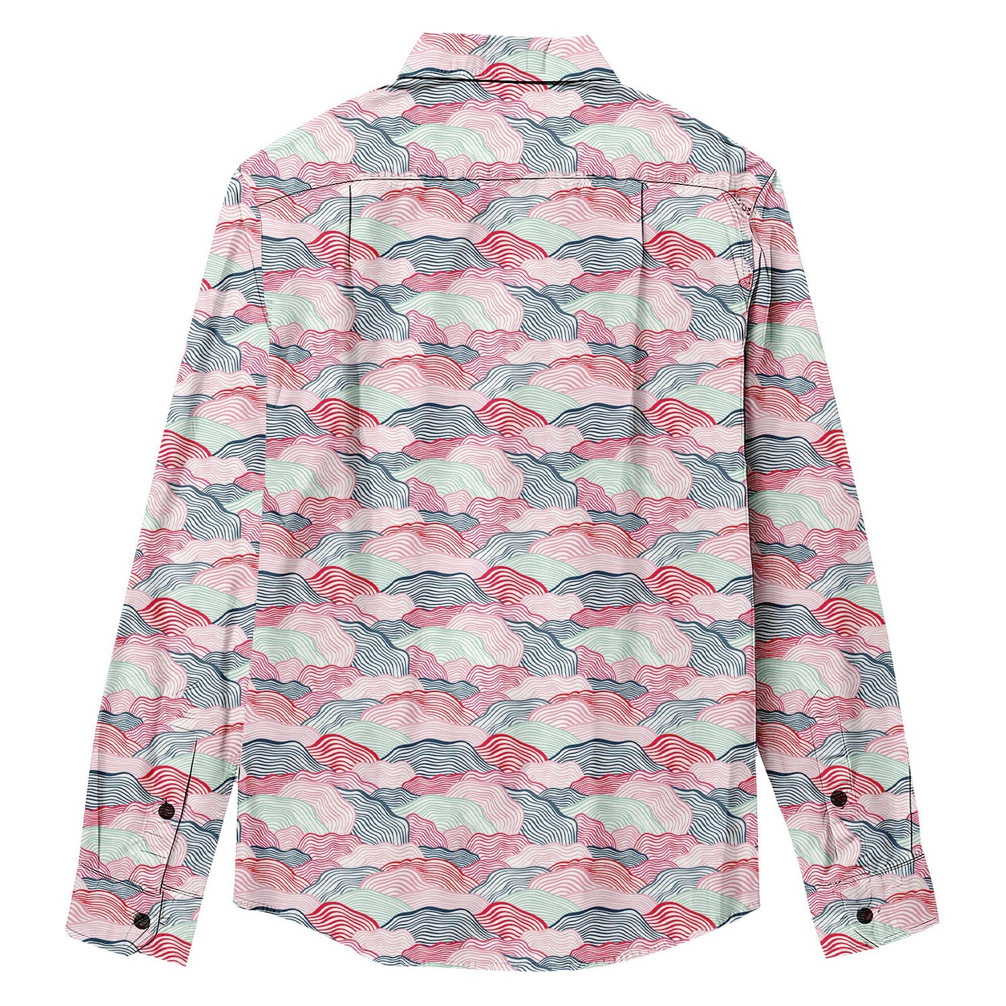 Hill-shaped Overlapping Continuous Print Long Sleeve Shirt - Bonlax