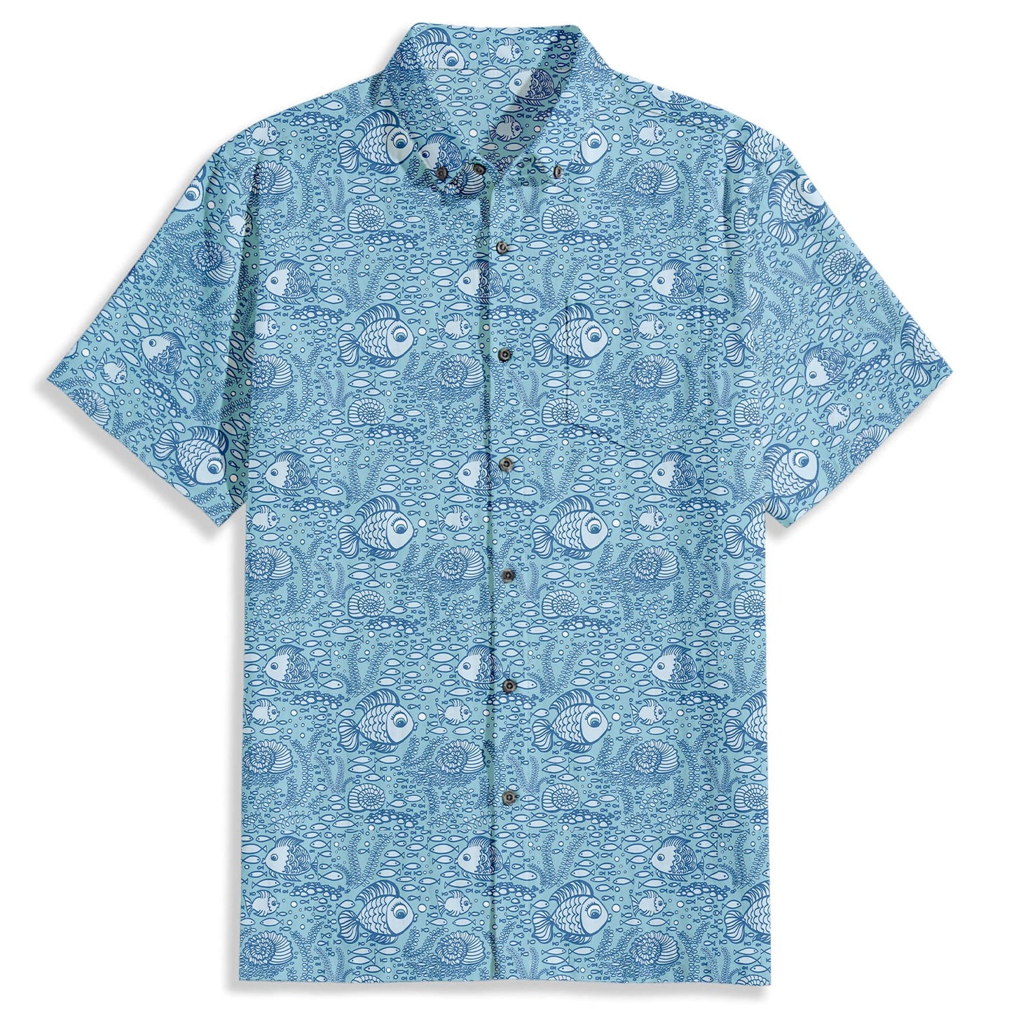 Seabed Fish Print Short Sleeve Shirt - Bonlax