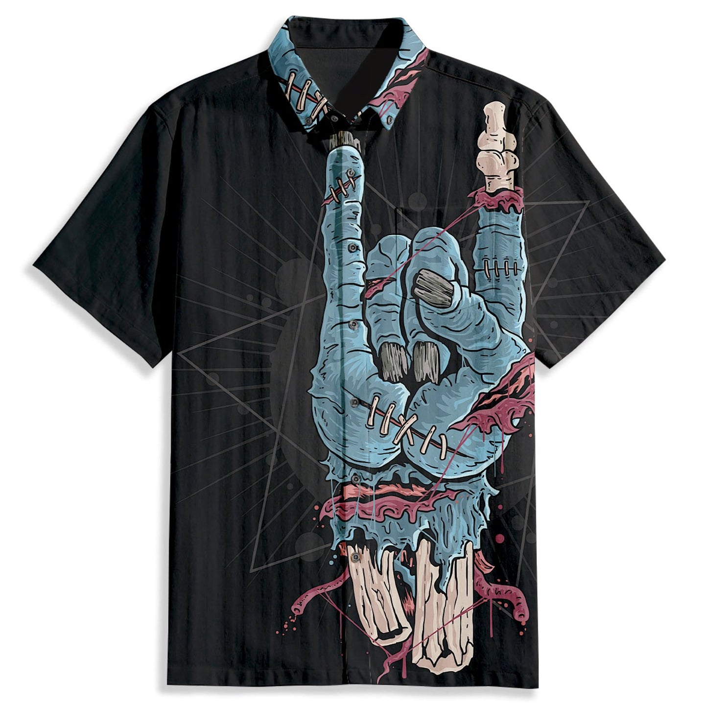 Zombie Hand & Bones & Blood Short Sleeve Shirt - Bonlax