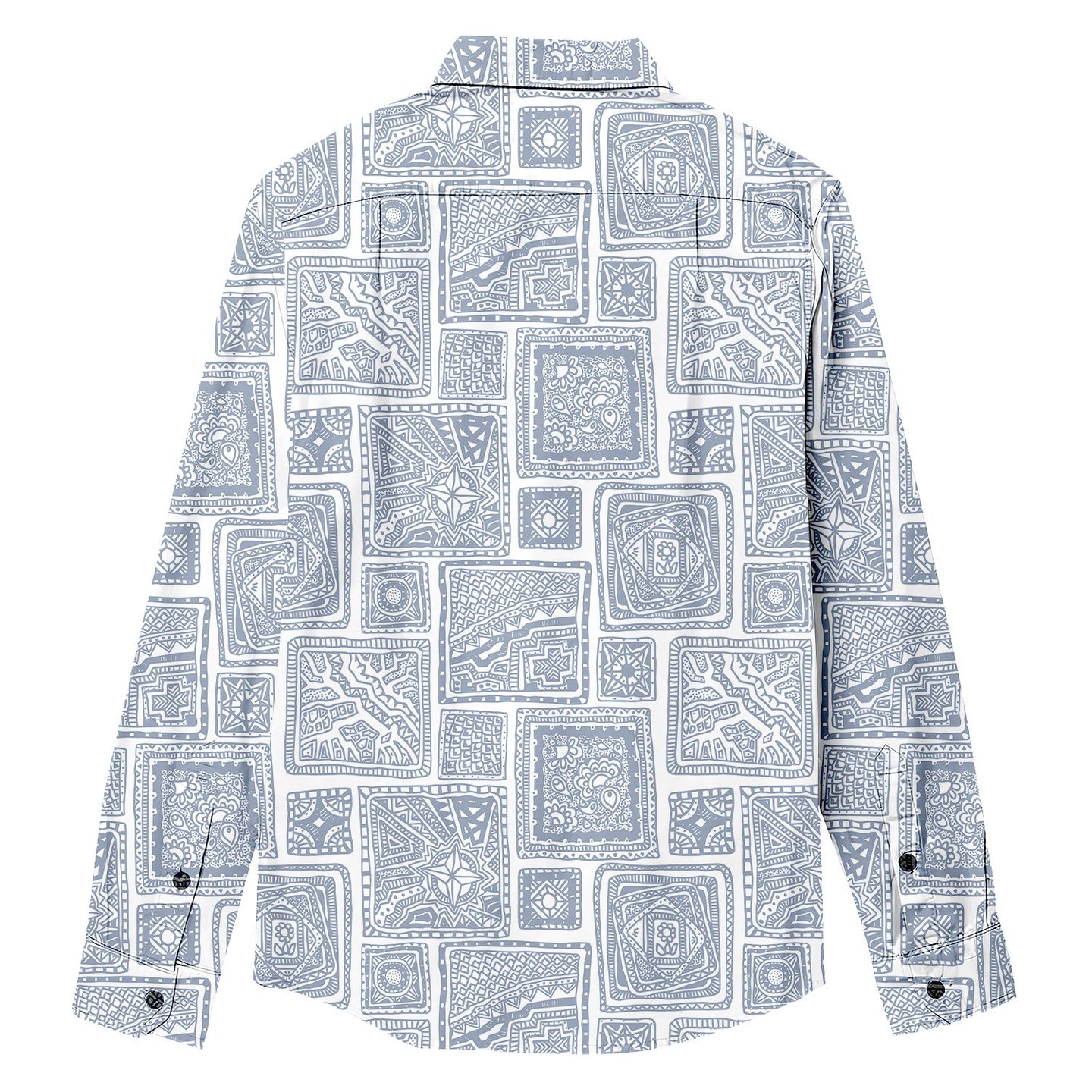 Hand Drawn Square Doodle Print Long Sleeve Shirt - Bonlax