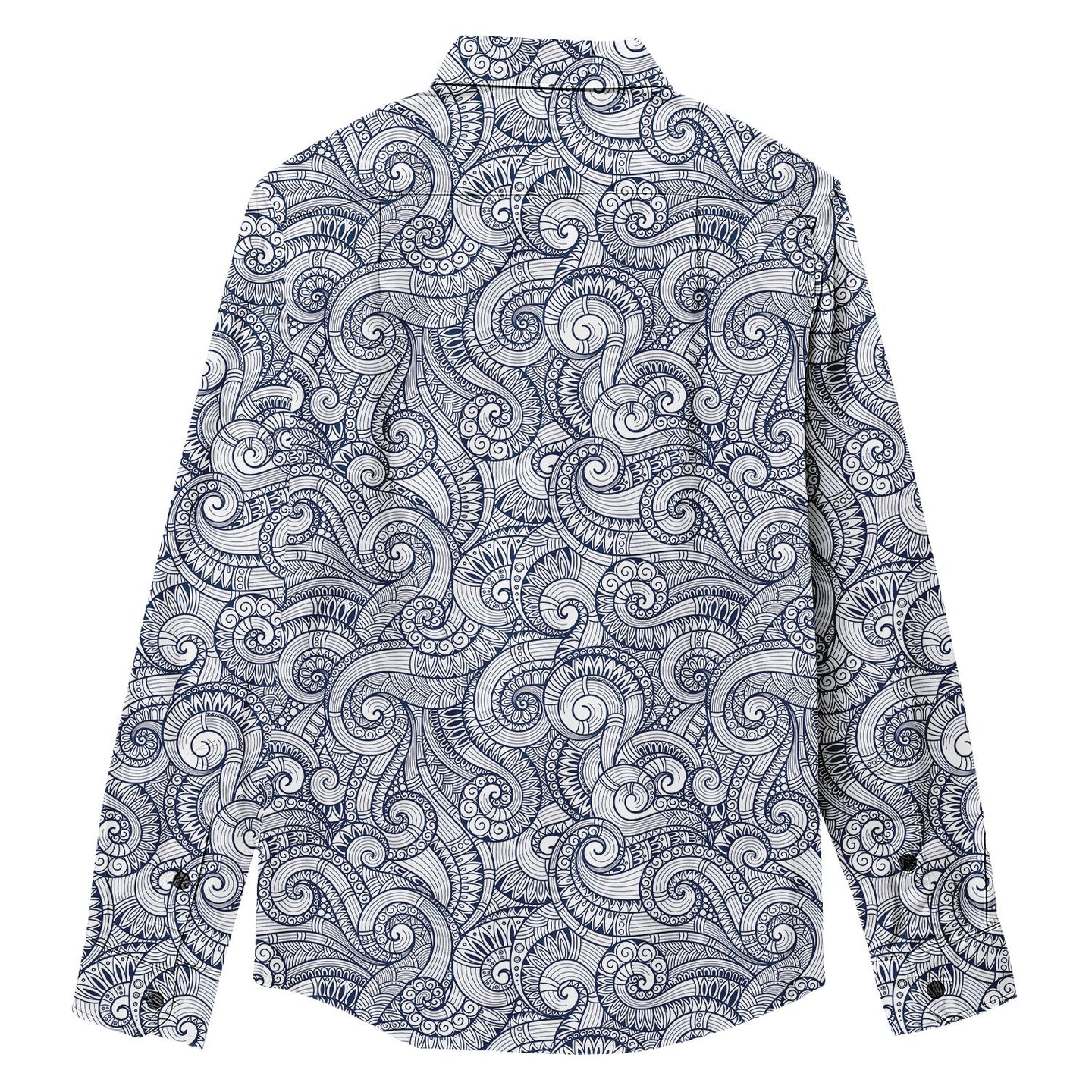 Retro Ethnic Floral Doodle Long Sleeve Shirt - Bonlax