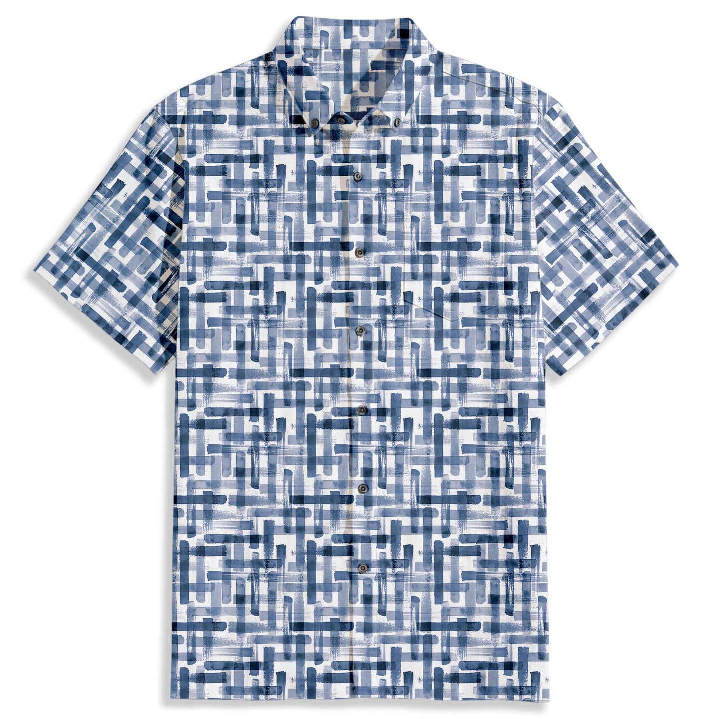 Columnar Cross Print Short Sleeve Shirt - Bonlax