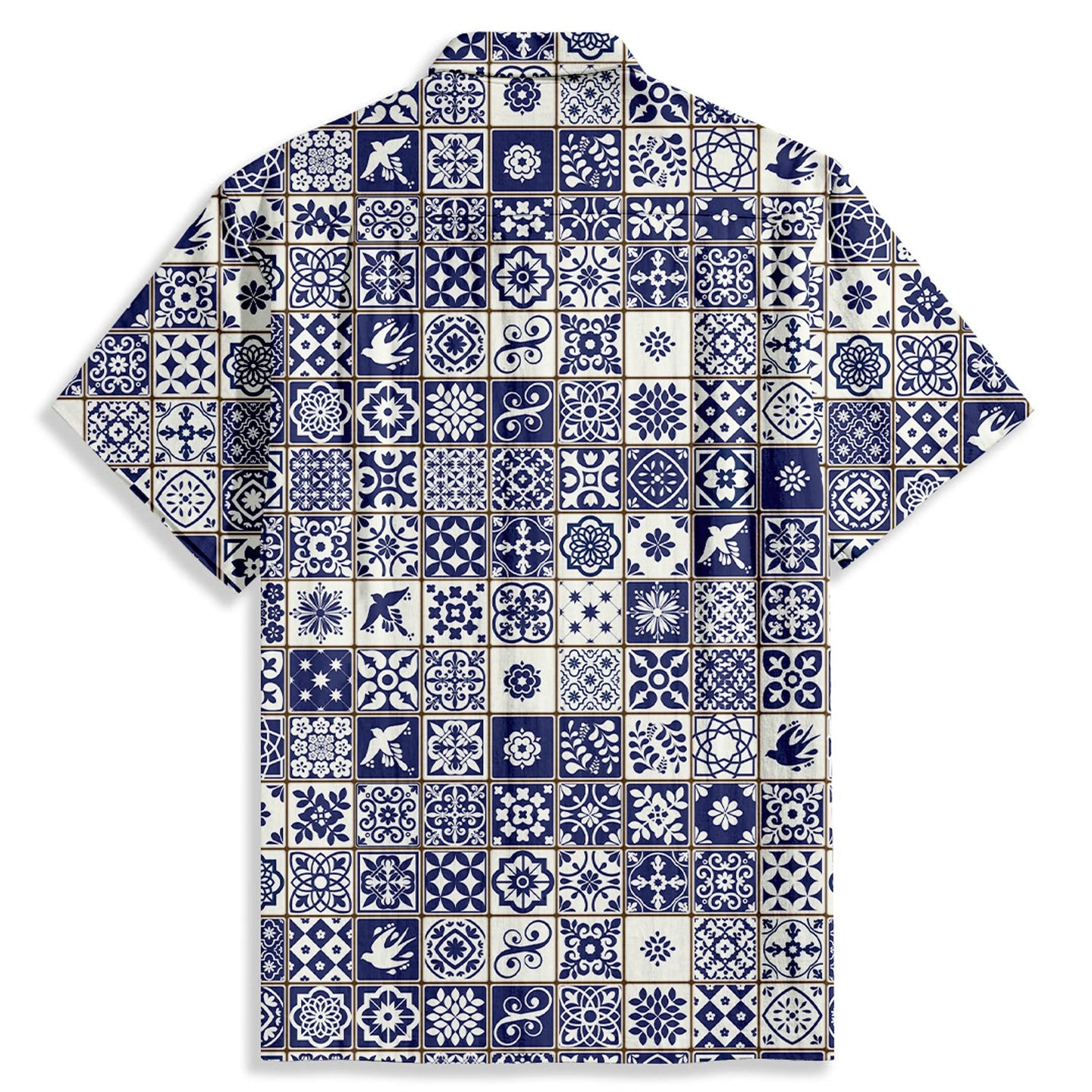 Ethnic Tile Print Short Sleeve Shirt - Bonlax