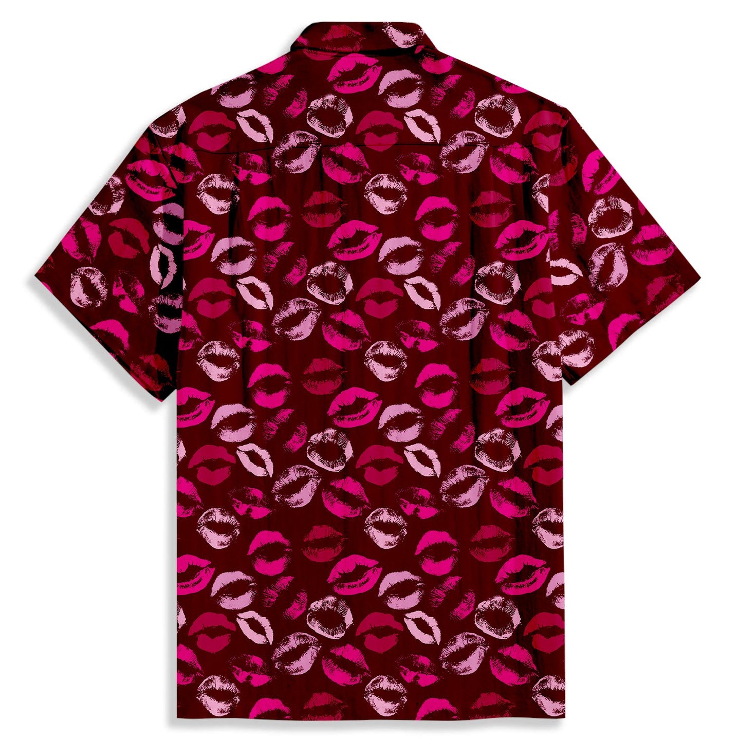 Lip Print Short Sleeve Shirt - Bonlax