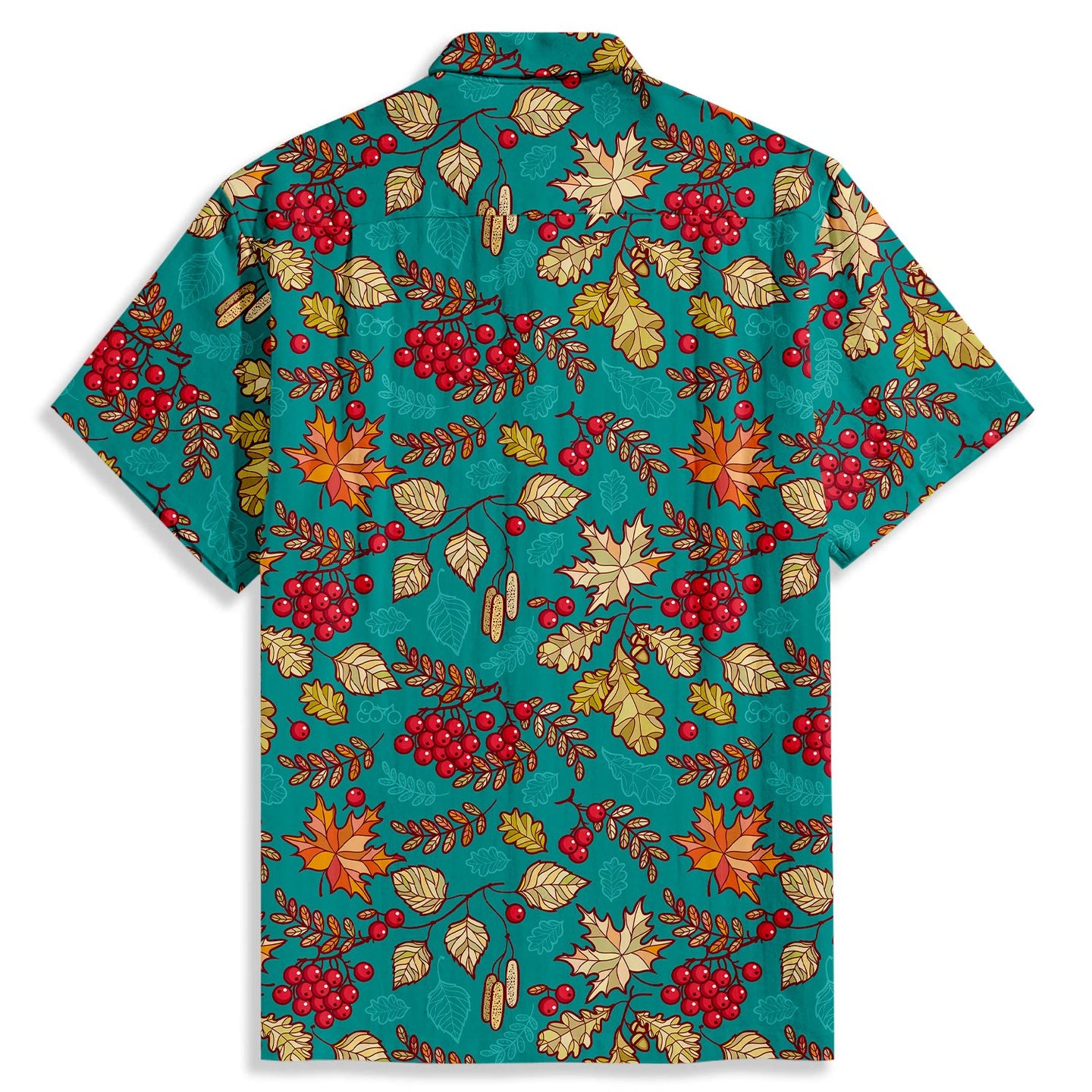 Aautumn Leaaves Print Short Sleeve Shirt - Bonlax