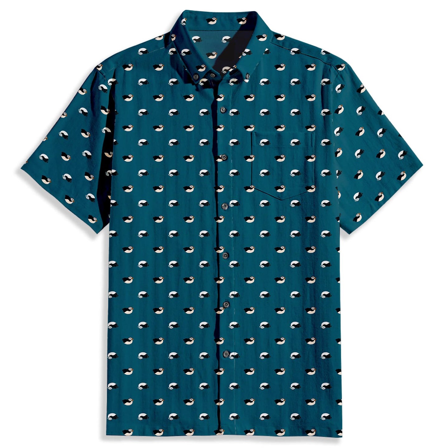 Contrast Color Duck Print Short Sleeve Shirt - Bonlax