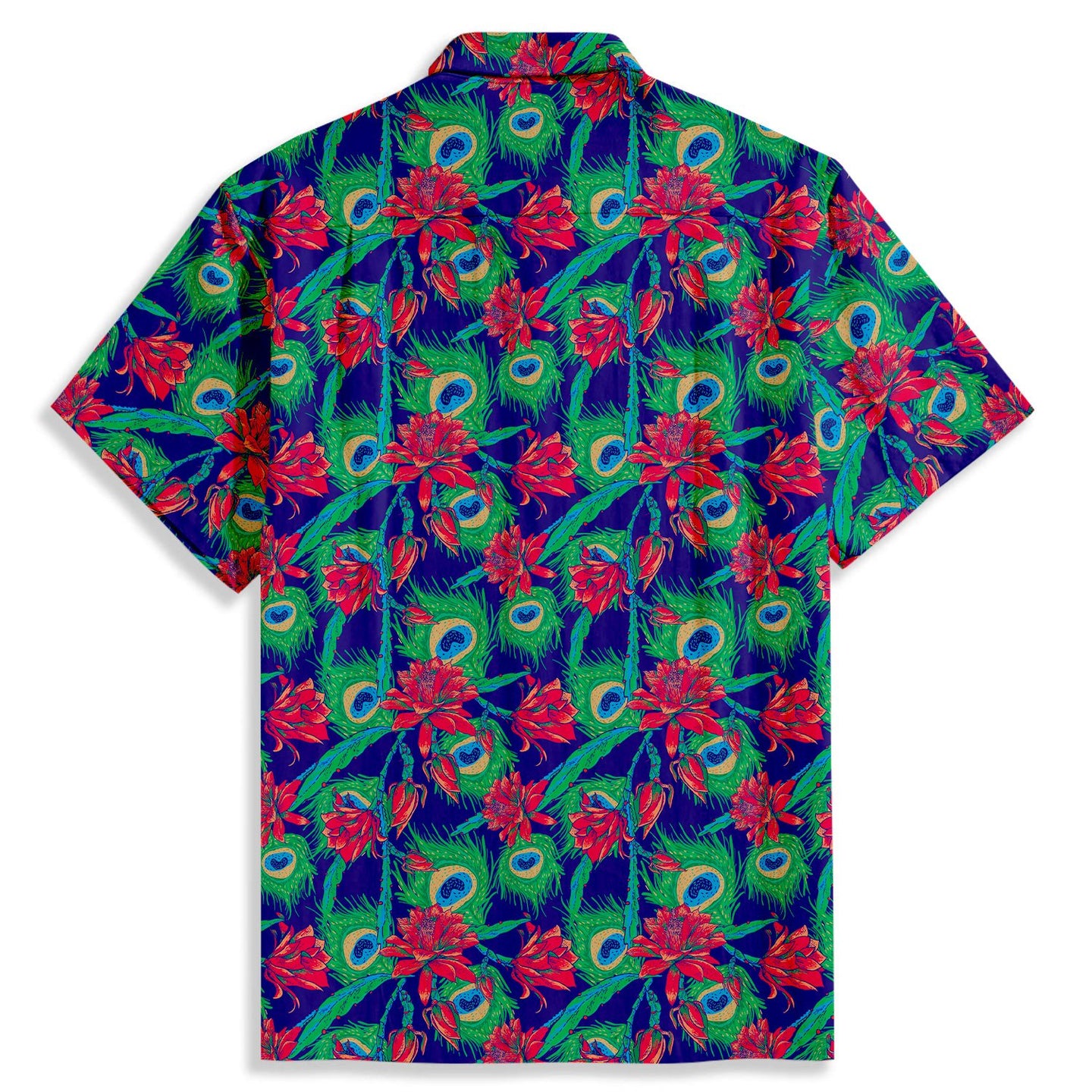 Flower Feathers Print Short Sleeve Shirt - Bonlax