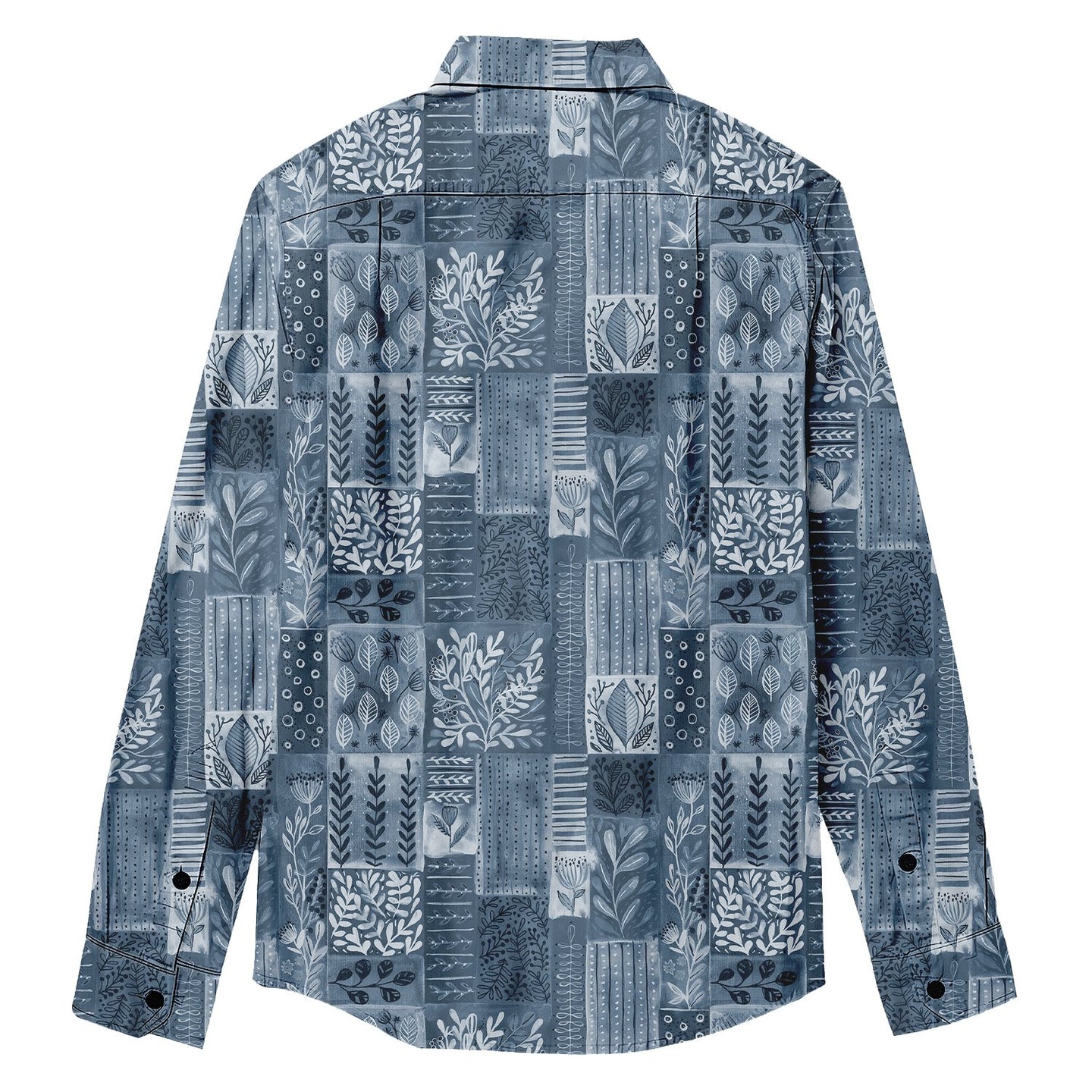 Flower & Grass Geometric Puzzle Long Sleeve Shirt - Bonlax