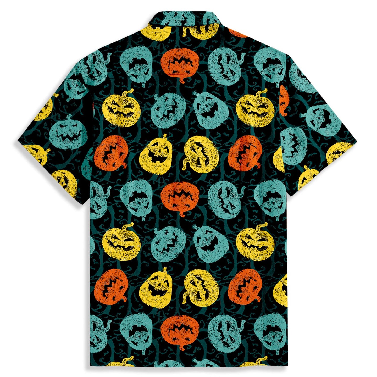 Halloween Funny Pumpkin Print Short Sleeve Shirt - Bonlax