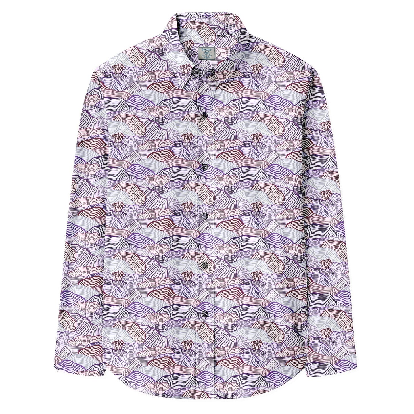 Overlapping Peak-like Lines Print Long Sleeve Shirt - Bonlax