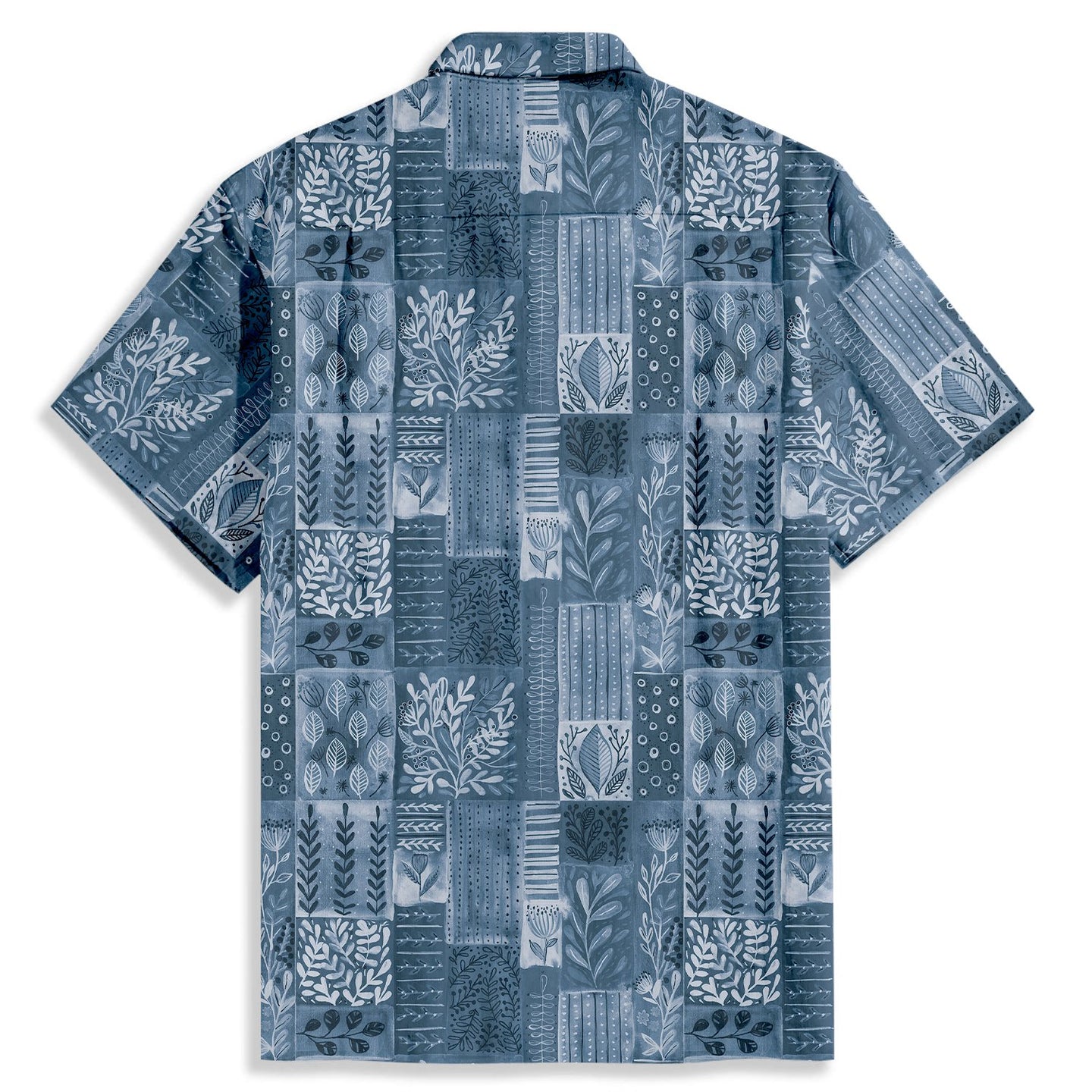 Flower & Grass Geometric Puzzle Short Sleeve Shirt - Bonlax