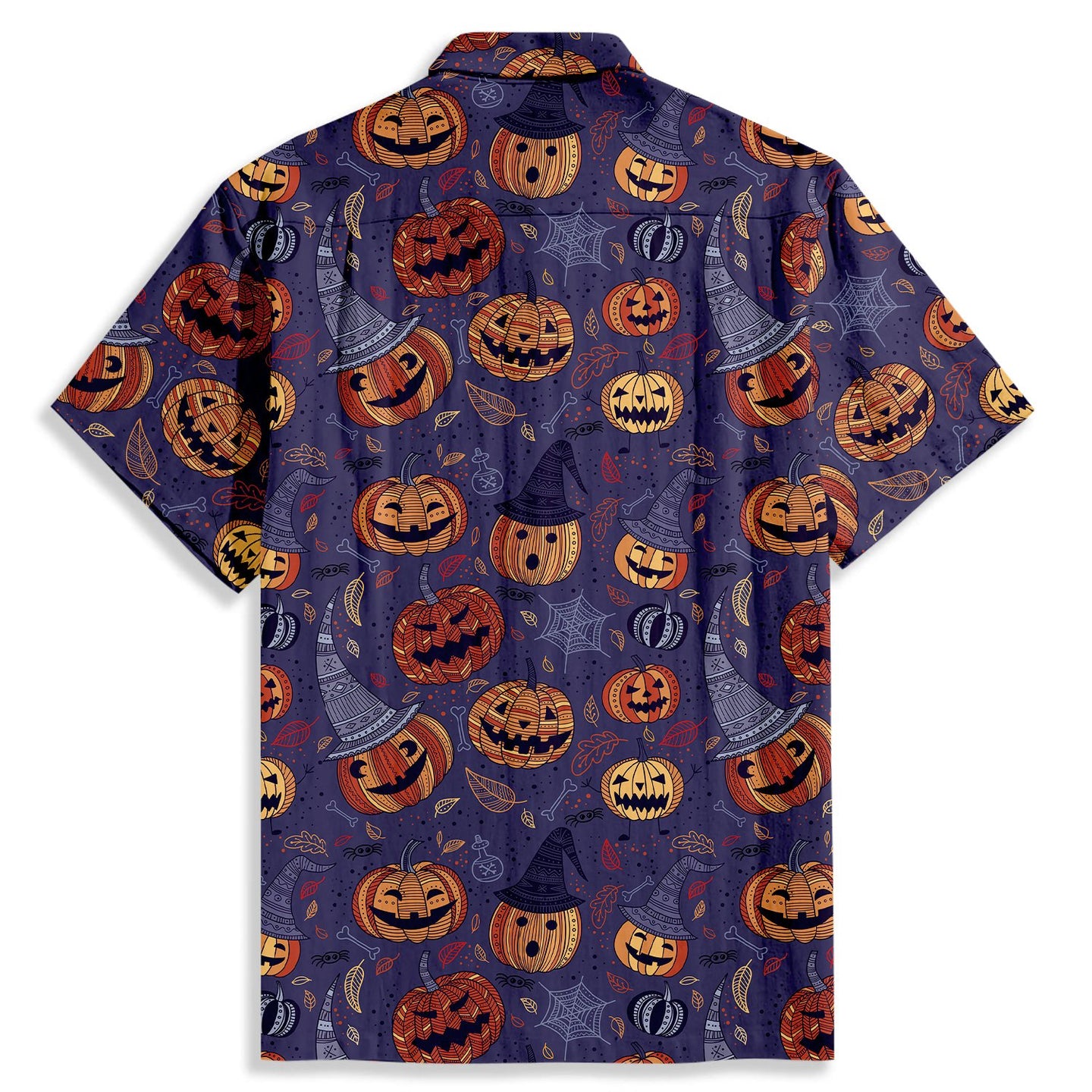 Halloween Pumpkin Skull Pattern Short Sleeve Shirt - Bonlax