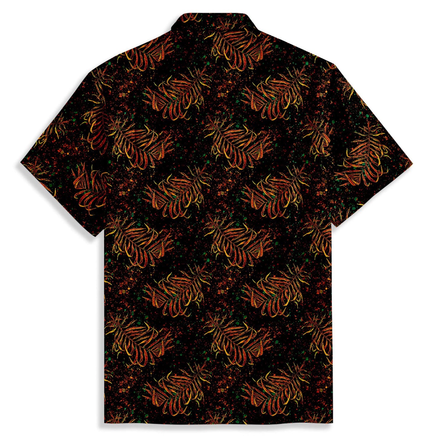 Watercolor Leaves Scattered Print Short Sleeve Shirt - Bonlax