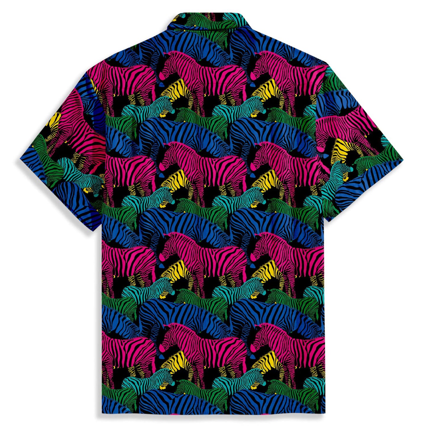 Colorful Zebra Print Short Sleeve Shirt - Bonlax