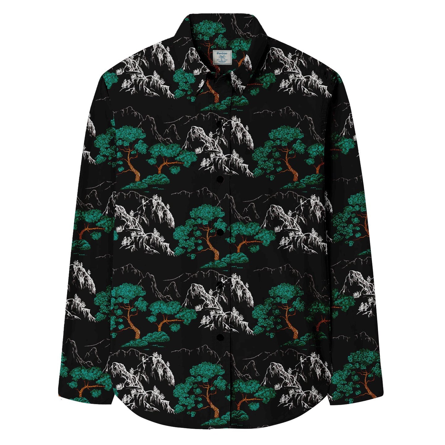 Pine Print Long Sleeve Shirt - Bonlax