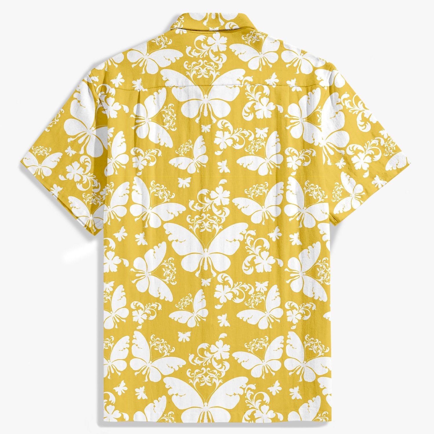 Yellow butterfly flying pattern shirt-Bonlax