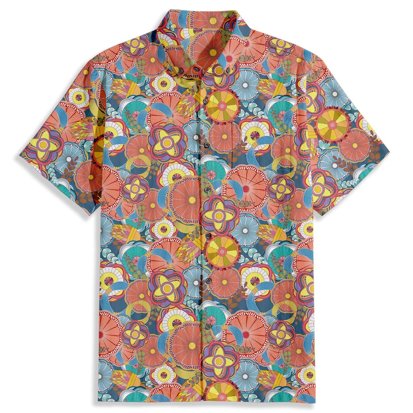 Kaleidoscope Pattern Short Sleeve Shirt - Bonlax