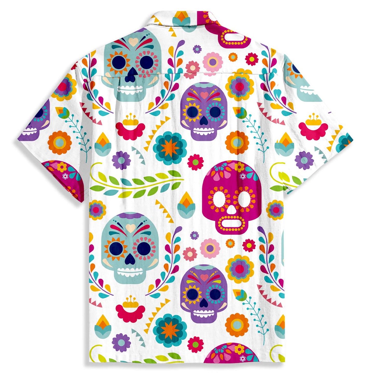 Cartoon Skull Print Short Sleeve Shirt - Bonlax