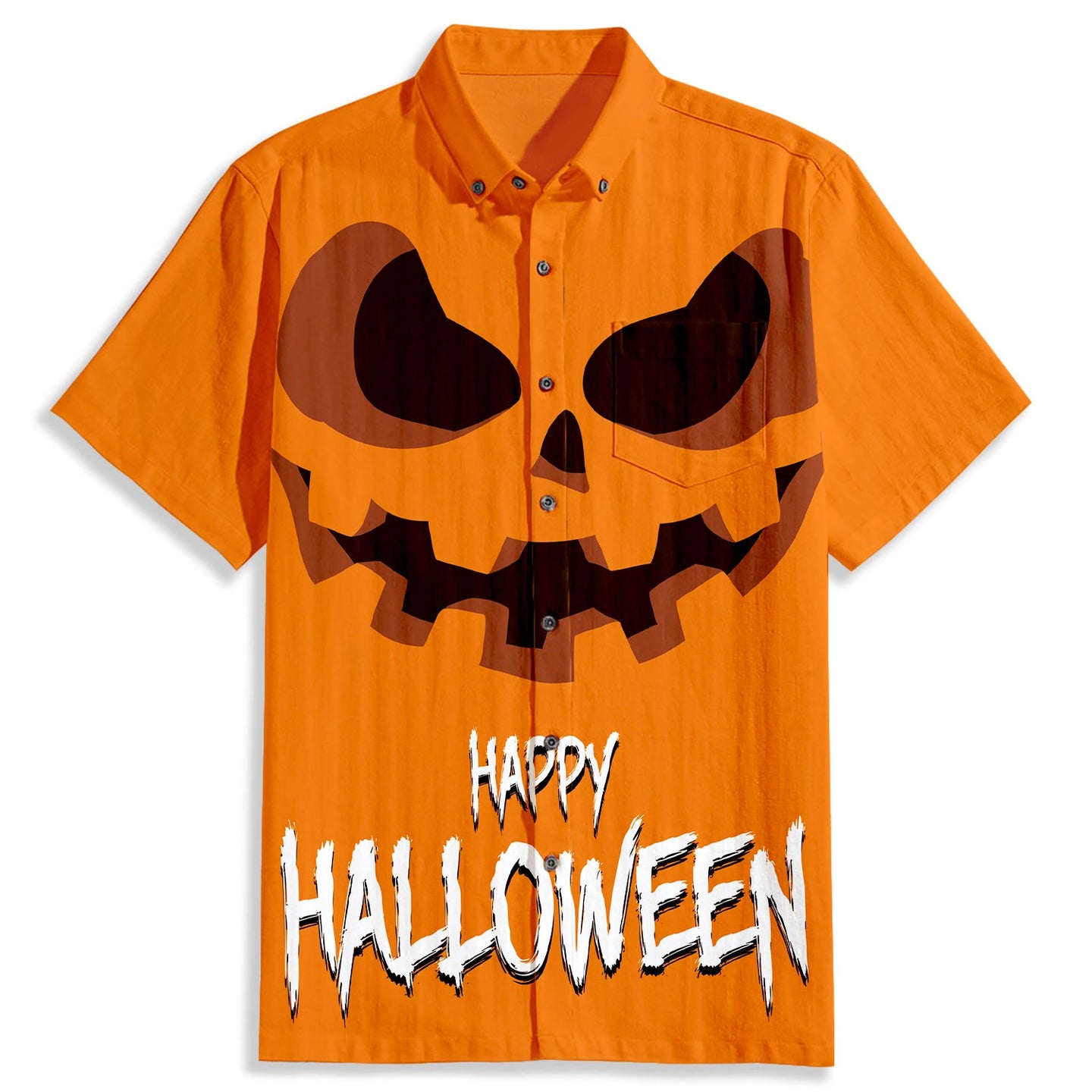 Halloween Pumpkin Letter Print Short Sleeve Shirt - Bonlax