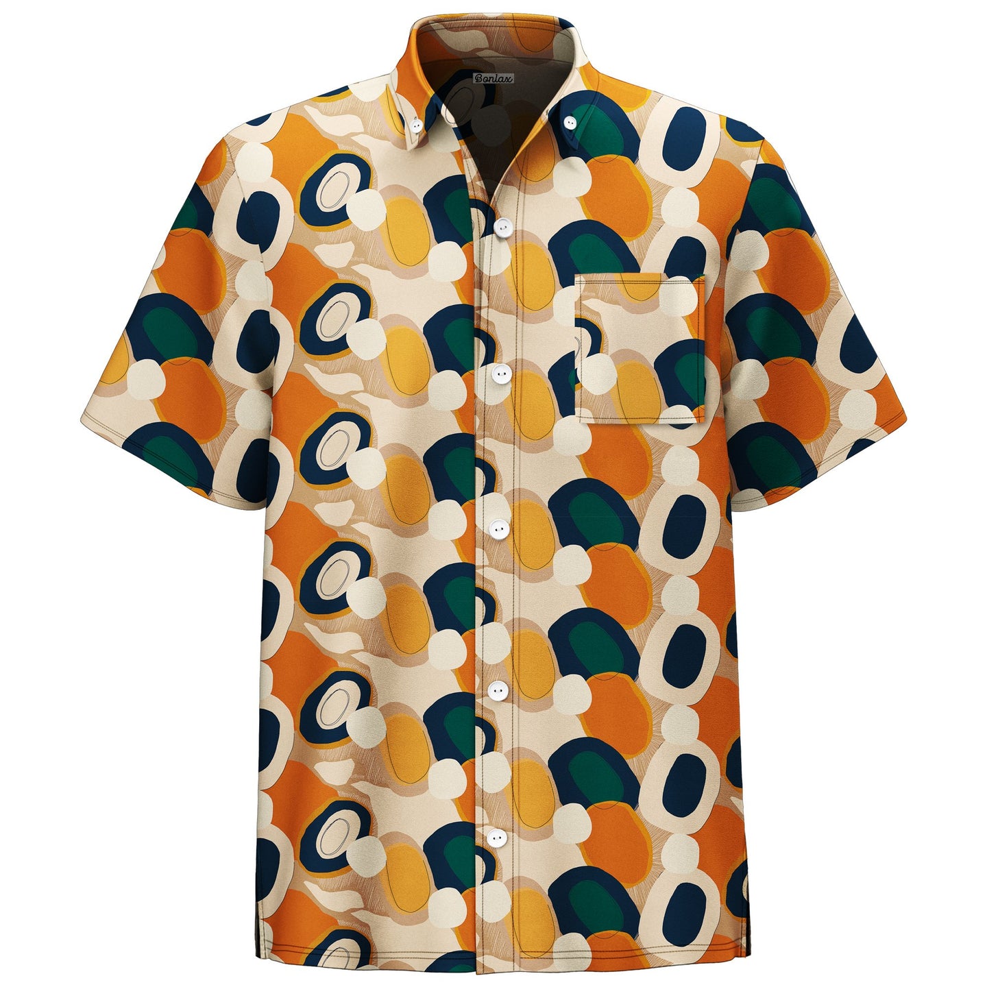 Oval Pebbles Print Short Sleeve Shirt - Bonlax