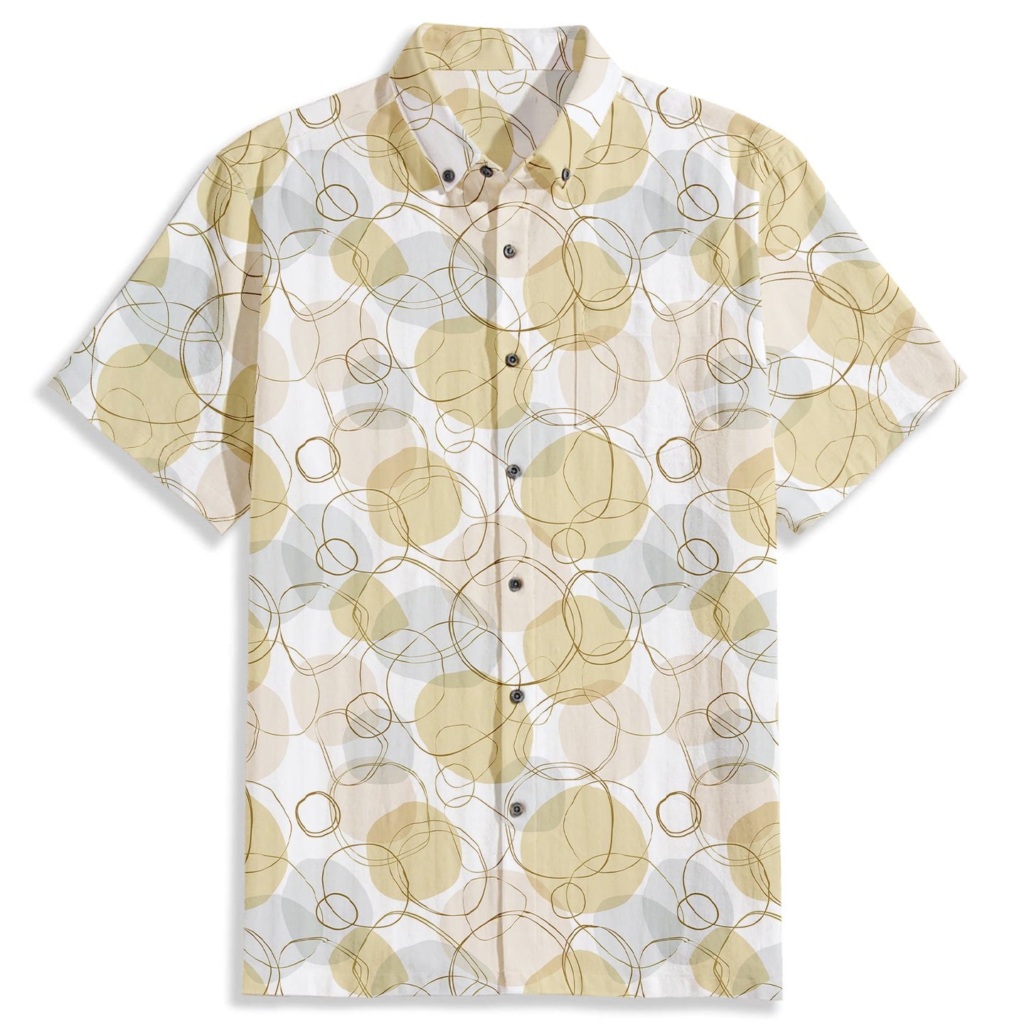 Circular Pattern Print Short Sleeve Shirt - Bonlax