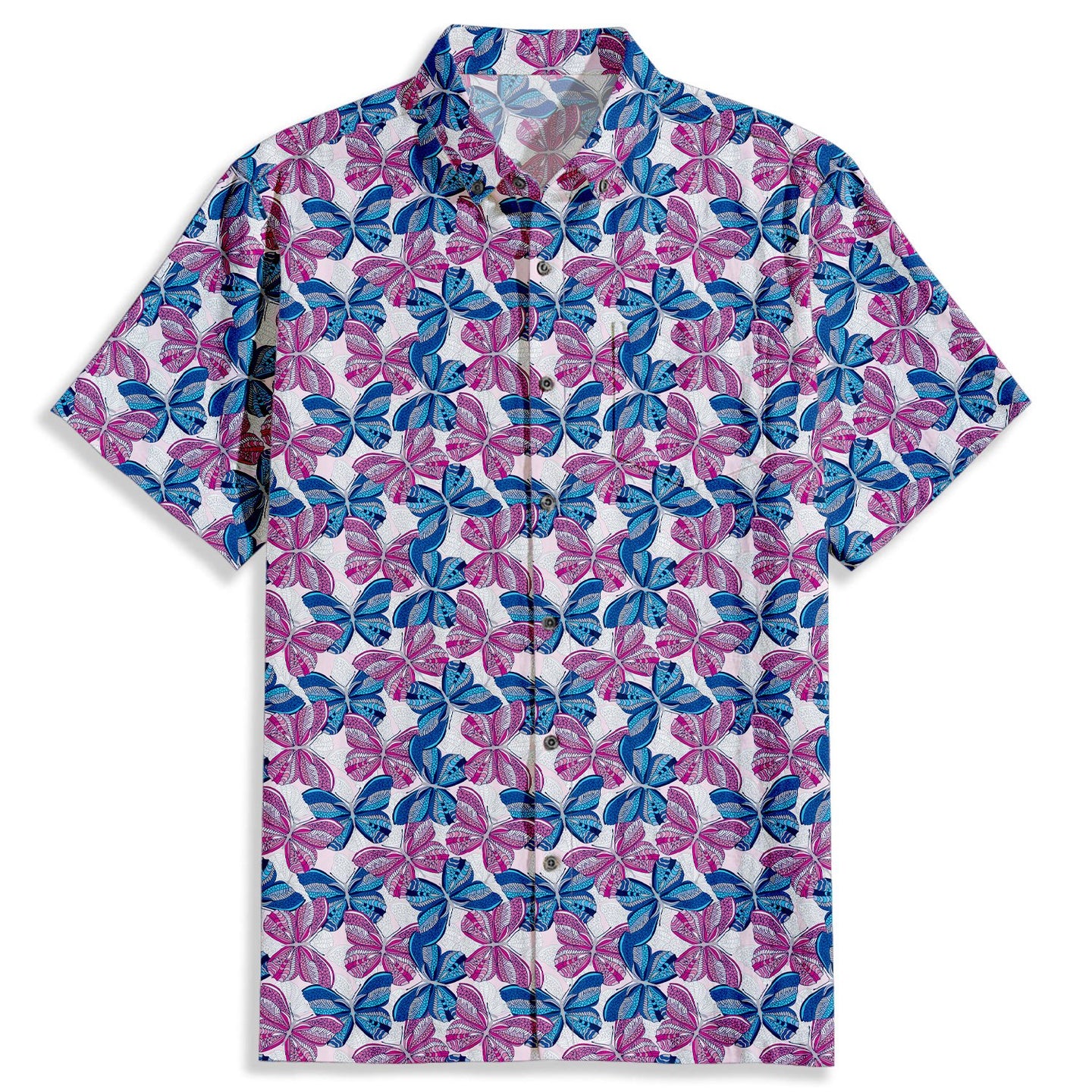 Colorful Butterfly Print Short Sleeve Shirt - Bonlax