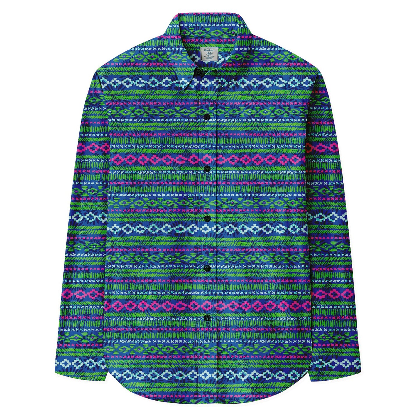 Striped Tribal Pattern Long Sleeve Shirt - Bonlax