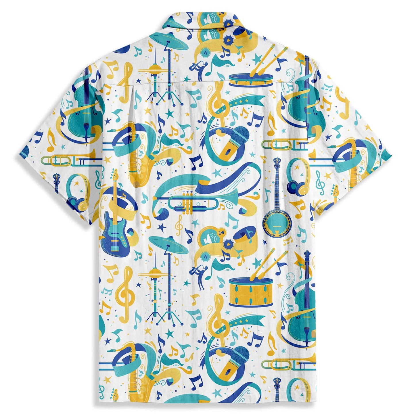 Instrument Music Symbols Print Short Sleeve Shirt - Bonlax