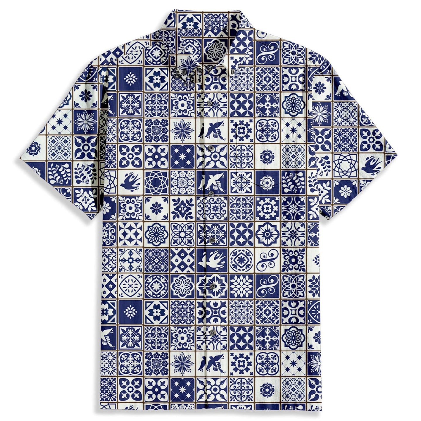 Ethnic Tile Print Short Sleeve Shirt - Bonlax