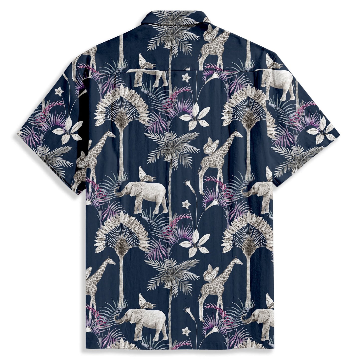 Elephant & Tree Print Short Sleeve Shirt - Bonlax