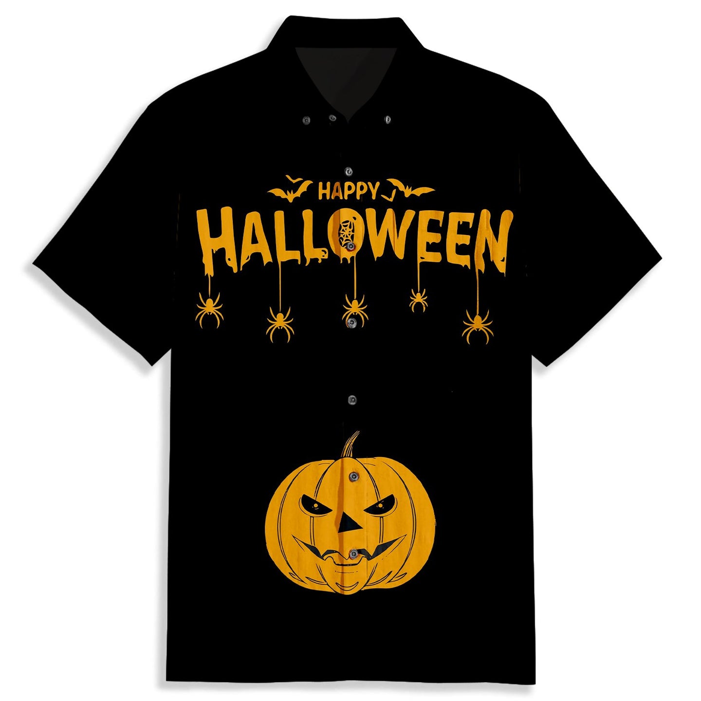 Halloween Pumpkin Skull Short Sleeve Shirt - Bonlax