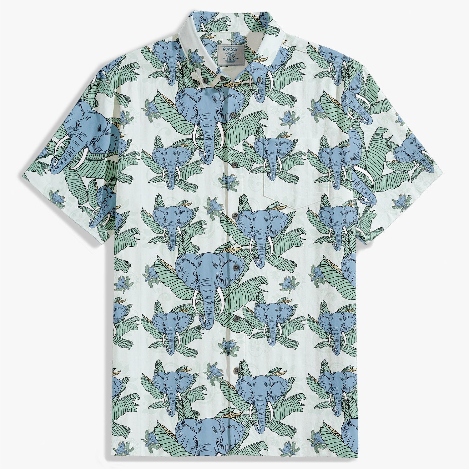 Light green elephant and leaves shirt-Bonlax