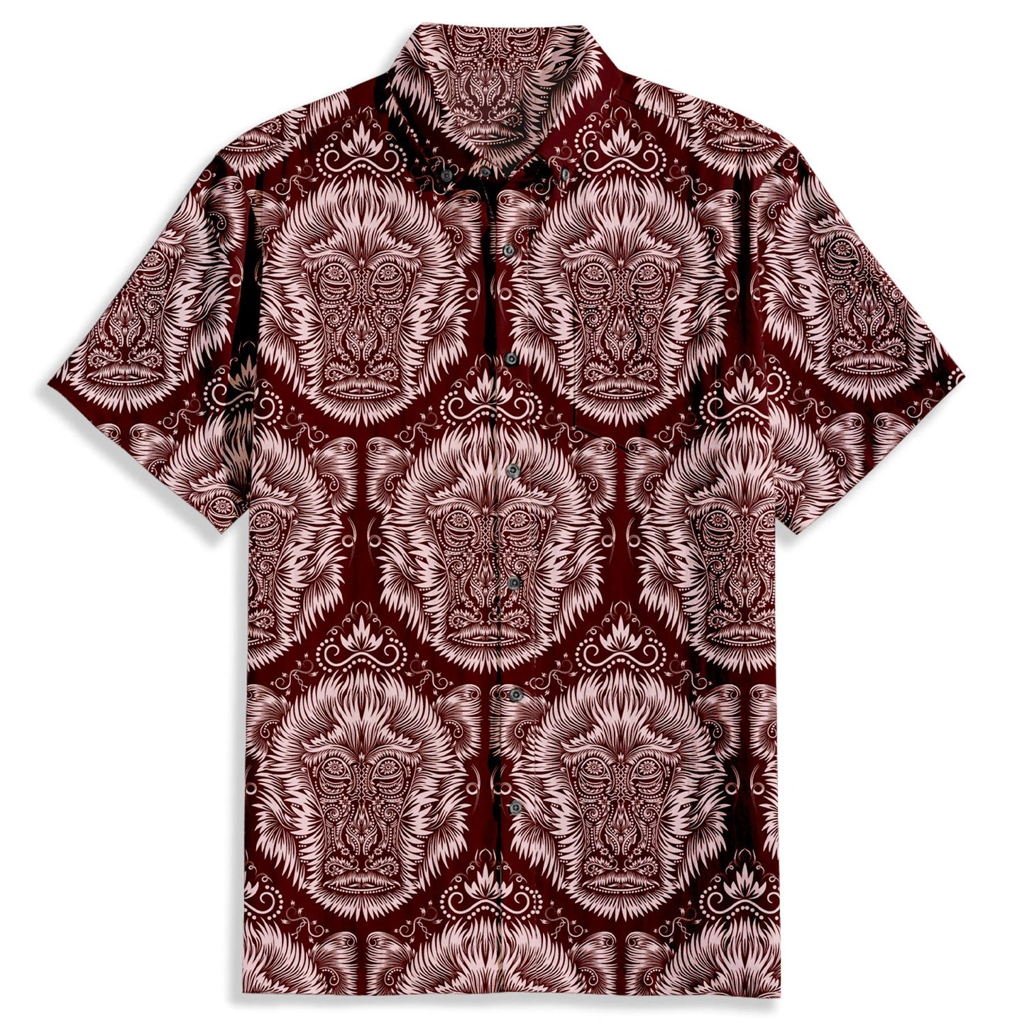 Hot Monkey Head Print Short Sleeve Shirt - Bonlax