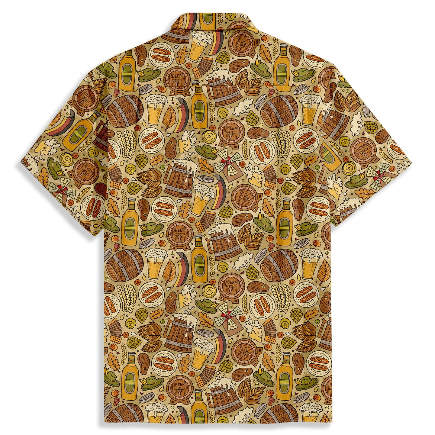 Cartoon Oktoberfest Print Short Sleeve Shirt - Bonlax